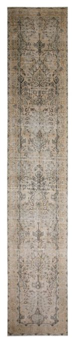 Handmade Vintage Persian Tabriz Hallway Runner | 372 x 90 cm | 12'2" x 2'11"
