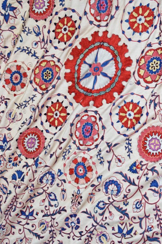 hand embroidered silk uzbek suzani