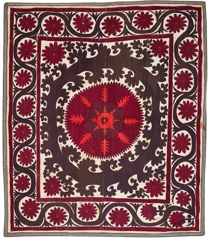 Hand Embroidered Vintage Silk Uzbek Suzani